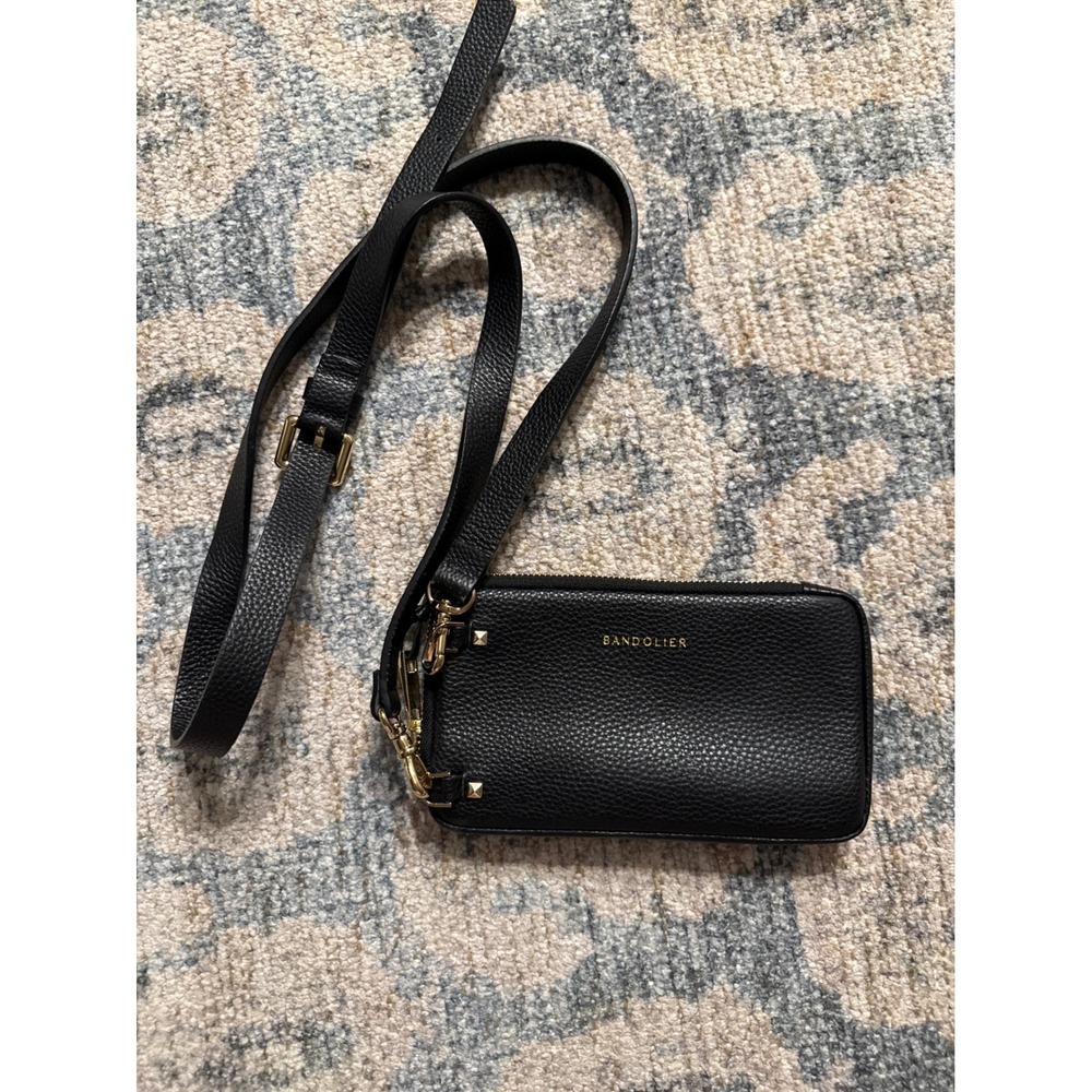 Bandolier Zip Crossbody Pouch Black Pebble Leather Pristine Condition